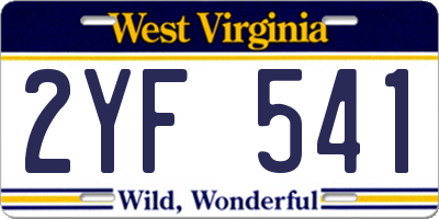 WV license plate 2YF541