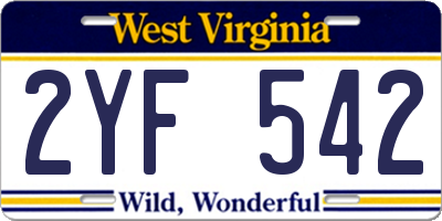 WV license plate 2YF542
