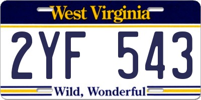 WV license plate 2YF543