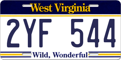 WV license plate 2YF544