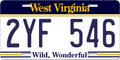 WV license plate 2YF546