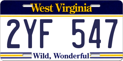 WV license plate 2YF547