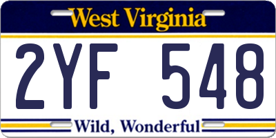 WV license plate 2YF548