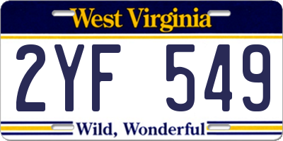 WV license plate 2YF549
