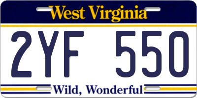 WV license plate 2YF550