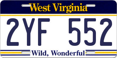 WV license plate 2YF552
