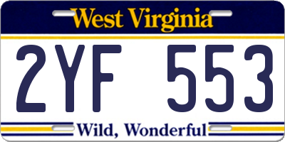 WV license plate 2YF553