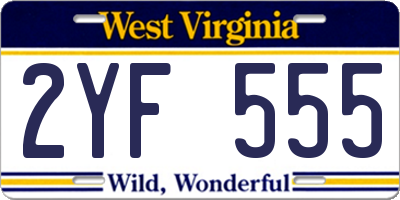 WV license plate 2YF555
