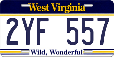 WV license plate 2YF557