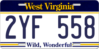 WV license plate 2YF558