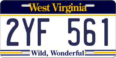 WV license plate 2YF561