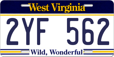 WV license plate 2YF562