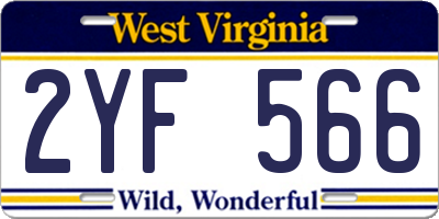 WV license plate 2YF566