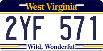 WV license plate 2YF571