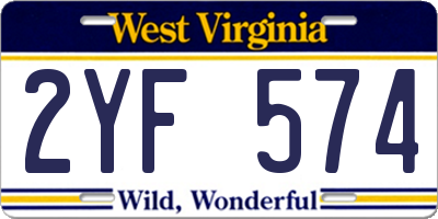 WV license plate 2YF574