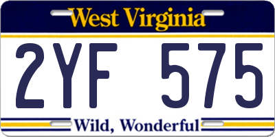 WV license plate 2YF575