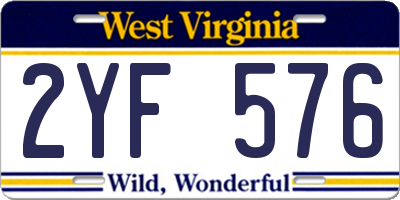 WV license plate 2YF576