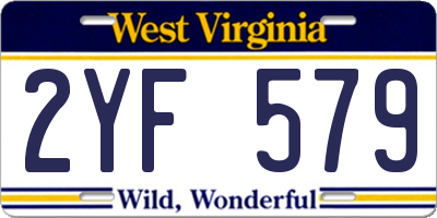 WV license plate 2YF579