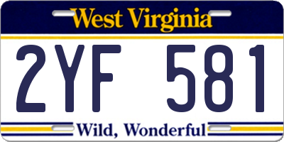 WV license plate 2YF581