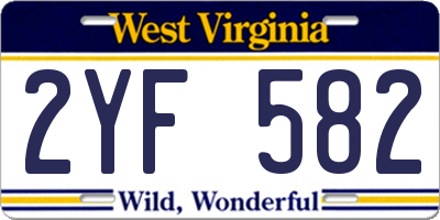 WV license plate 2YF582