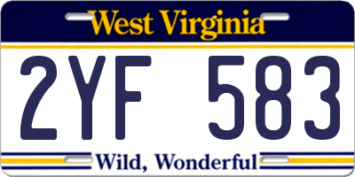 WV license plate 2YF583