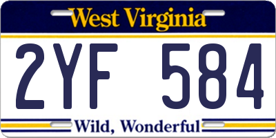 WV license plate 2YF584