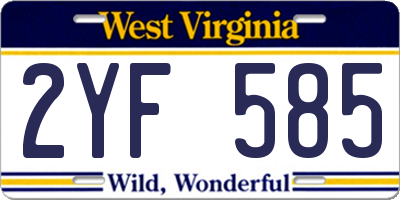 WV license plate 2YF585