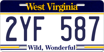 WV license plate 2YF587