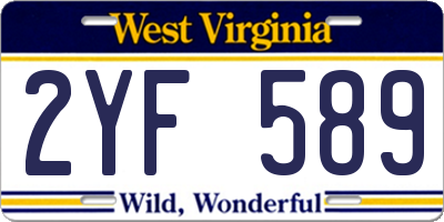 WV license plate 2YF589