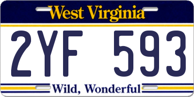 WV license plate 2YF593
