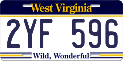 WV license plate 2YF596
