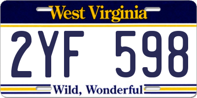 WV license plate 2YF598