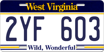 WV license plate 2YF603