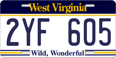 WV license plate 2YF605