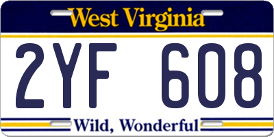 WV license plate 2YF608