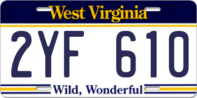 WV license plate 2YF610