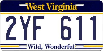 WV license plate 2YF611