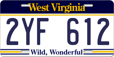WV license plate 2YF612