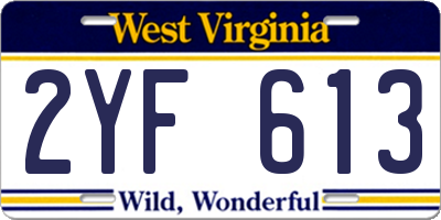 WV license plate 2YF613