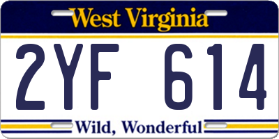 WV license plate 2YF614