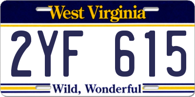 WV license plate 2YF615