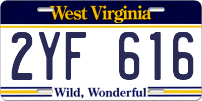 WV license plate 2YF616