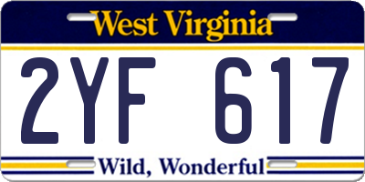 WV license plate 2YF617