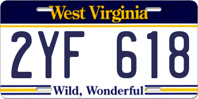 WV license plate 2YF618