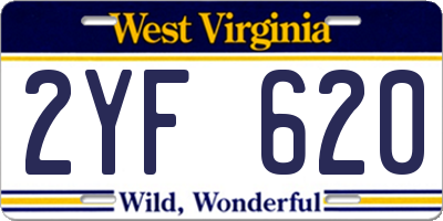 WV license plate 2YF620