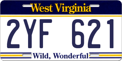 WV license plate 2YF621
