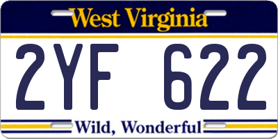 WV license plate 2YF622