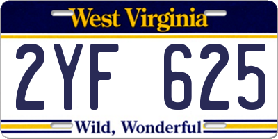 WV license plate 2YF625