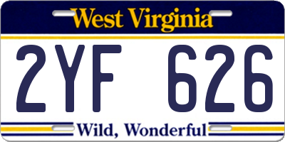 WV license plate 2YF626