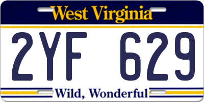 WV license plate 2YF629